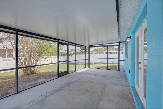 view of unfurnished sunroom