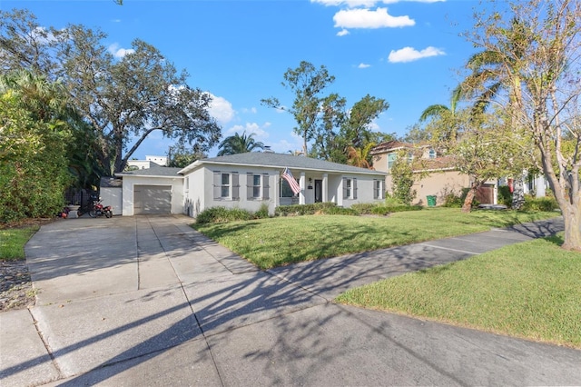 ranch-style house with a front lawn