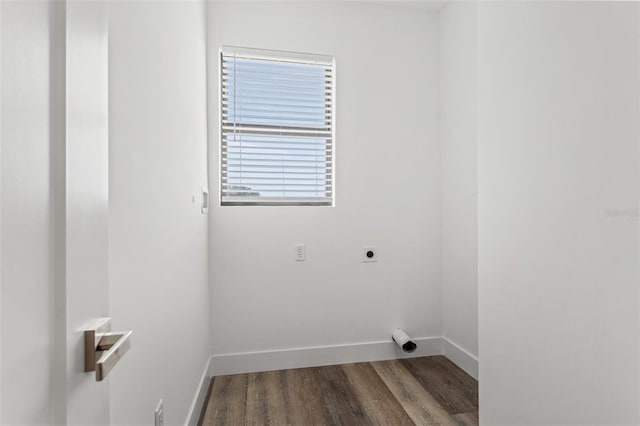 laundry room featuring hookup for an electric dryer and hardwood / wood-style floors