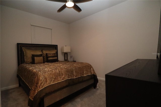 bedroom featuring carpet flooring and ceiling fan