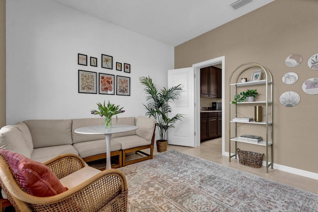 interior space with light tile patterned floors