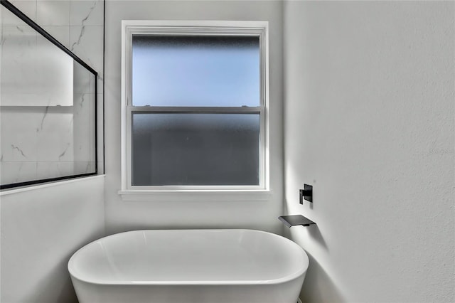 bathroom featuring a bath and plenty of natural light