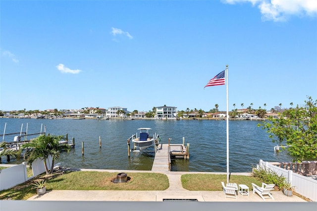 view of dock featuring a water view