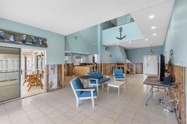 view of tiled living room