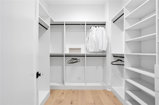 walk in closet featuring hardwood / wood-style flooring