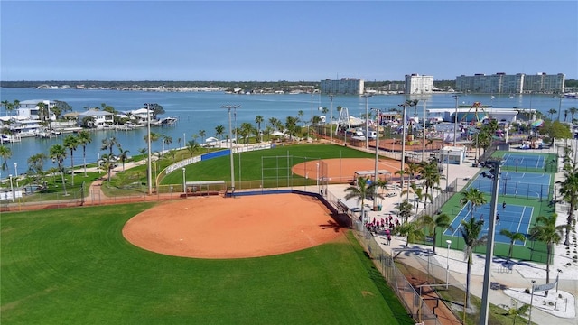 view of home's community featuring an enclosed area and a water view