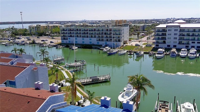 bird's eye view featuring a water view