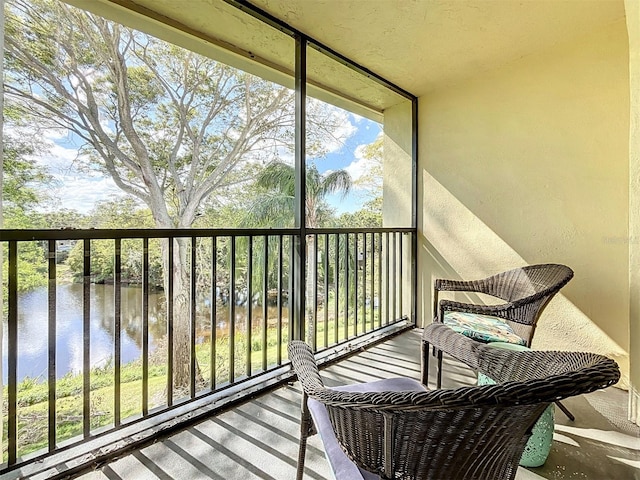 balcony with a water view