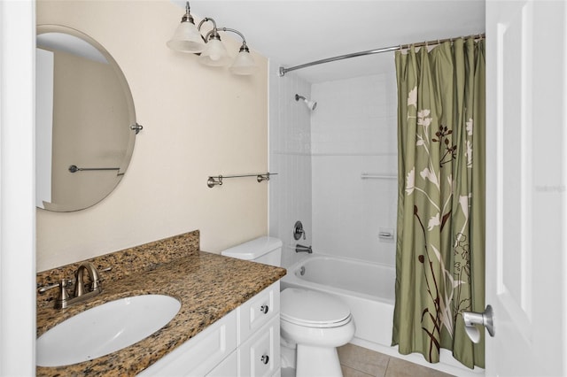 7625 Sun Island Dr S Unit 101, South Pasadena, FL 33707 - full bathroom with toilet, shower / bath combination with curtain, vanity, and tile patterned flooring