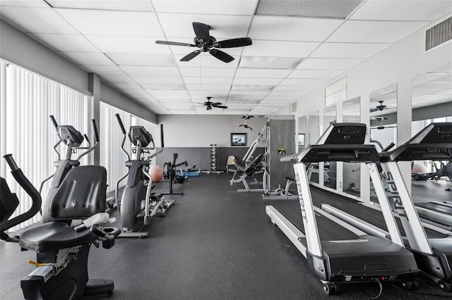 7625 Sun Island Dr S Unit 101, South Pasadena, FL 33707 - workout area with a paneled ceiling and ceiling fan