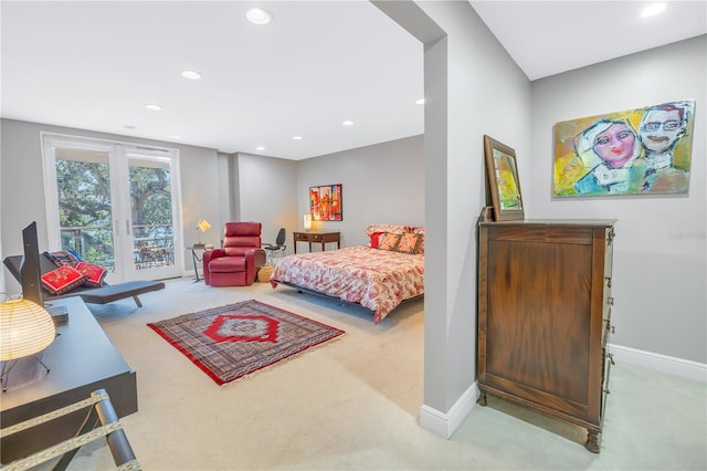 carpeted bedroom featuring access to exterior