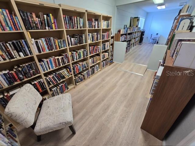 living area featuring light wood-type flooring