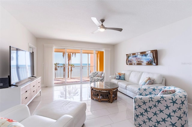 16500 Gulf Blvd Unit 352, North Redington Beach, FL 33708 - living area with light tile patterned floors and a ceiling fan