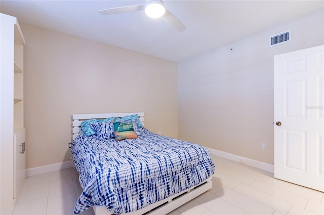 16500 Gulf Blvd Unit 352, North Redington Beach, FL 33708 - bedroom featuring ceiling fan and tile patterned flooring
