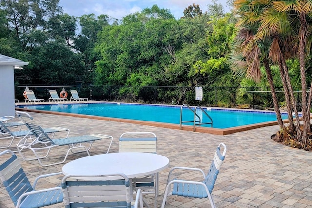 view of pool featuring a patio