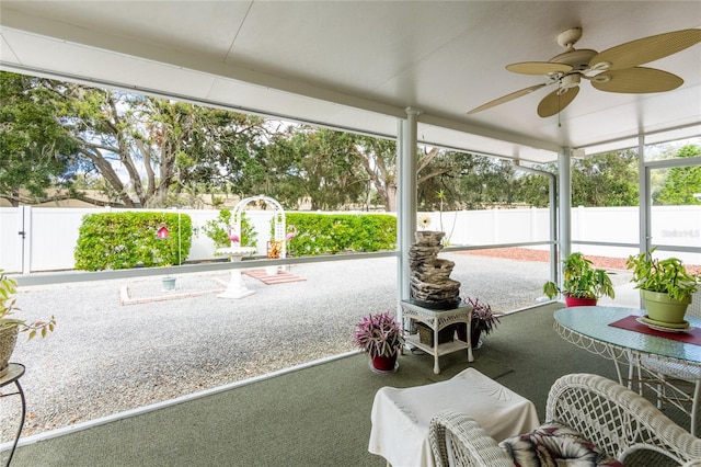 24617 Laurel Ridge Dr, Lutz, FL 33559 - sunroom featuring ceiling fan