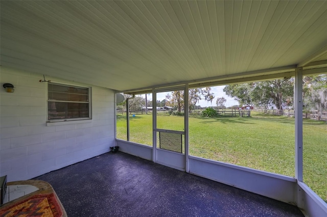 view of unfurnished sunroom