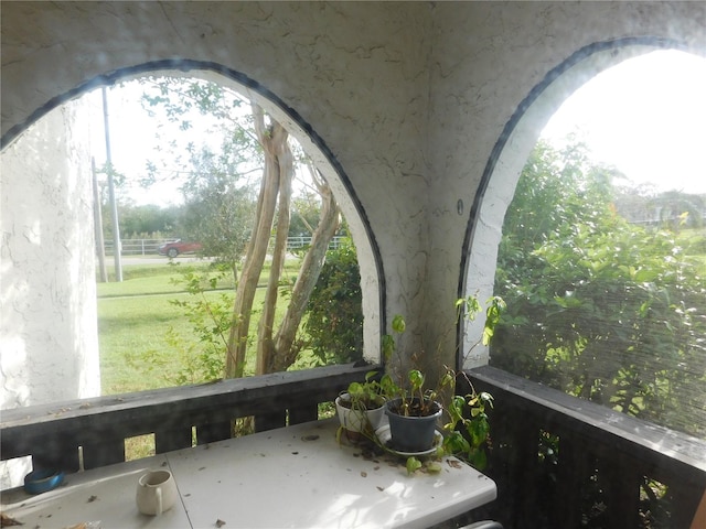 view of unfurnished sunroom