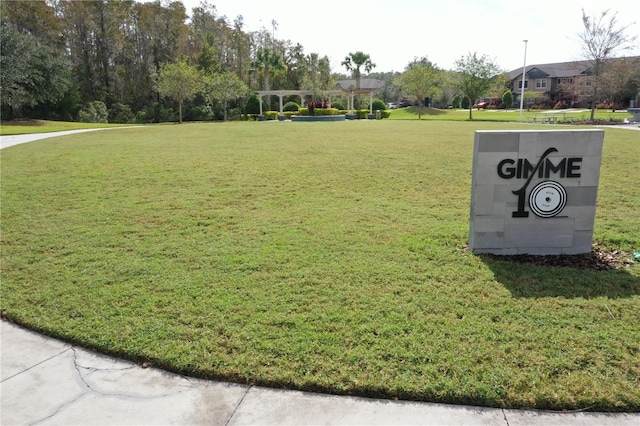 view of property's community with a yard