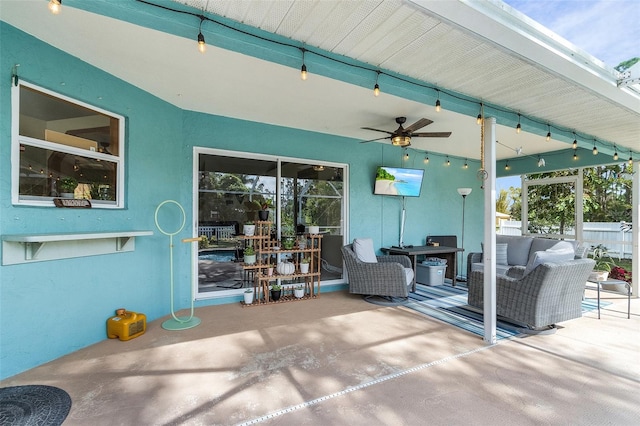 view of patio / terrace with an outdoor hangout area and ceiling fan