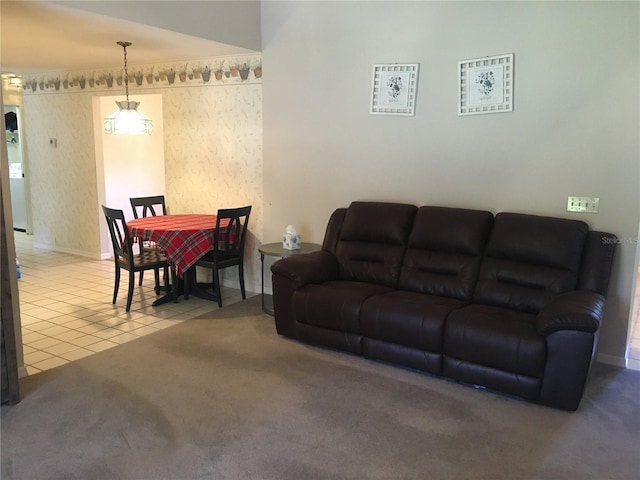 living room with carpet floors