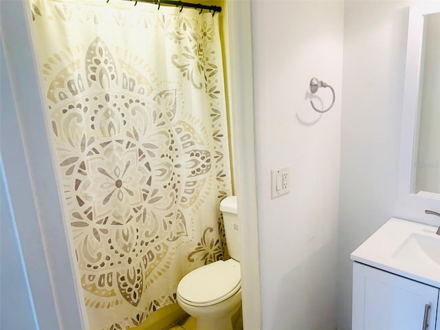 bathroom with toilet and vanity