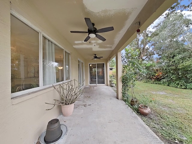 view of patio / terrace featuring ceiling fan