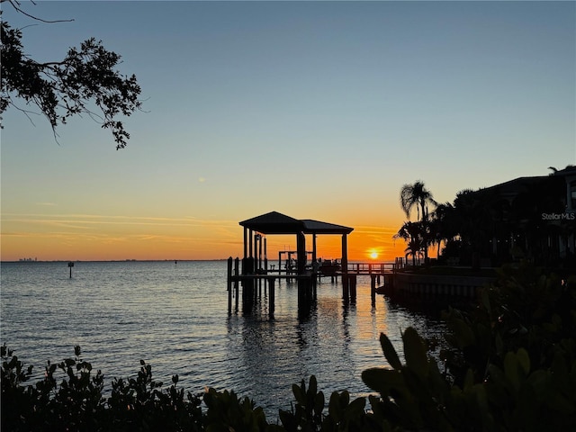 view of dock featuring a water view