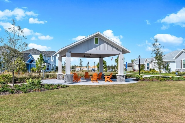 view of yard featuring a gazebo and a patio area