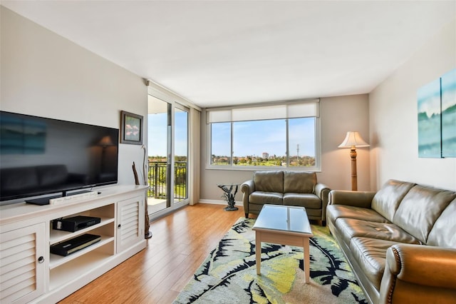 living room featuring light hardwood / wood-style flooring