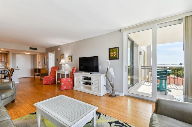 living room featuring hardwood / wood-style flooring