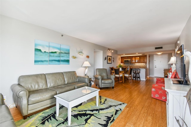 living room featuring light hardwood / wood-style floors