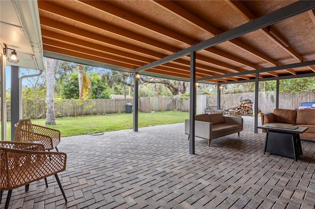 view of patio featuring an outdoor living space