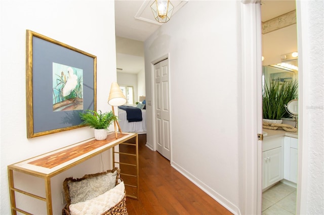 hallway featuring hardwood / wood-style flooring