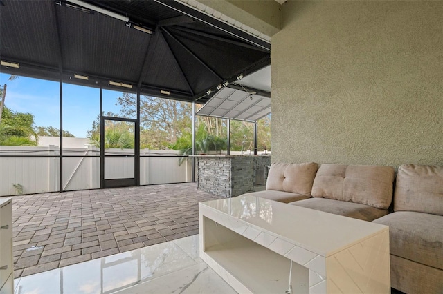 view of unfurnished sunroom