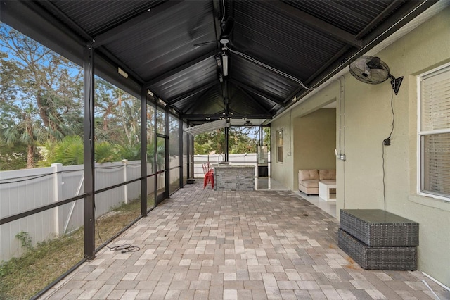 view of patio with ceiling fan