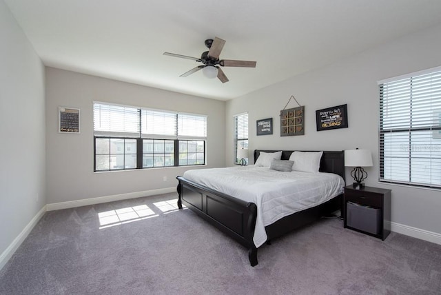 bedroom featuring carpet flooring and ceiling fan