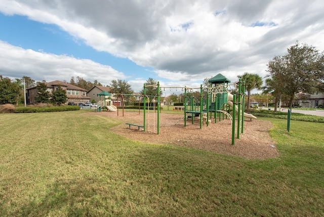 view of play area with a lawn