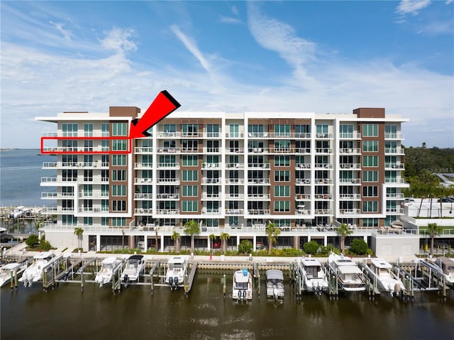 view of property with a water view