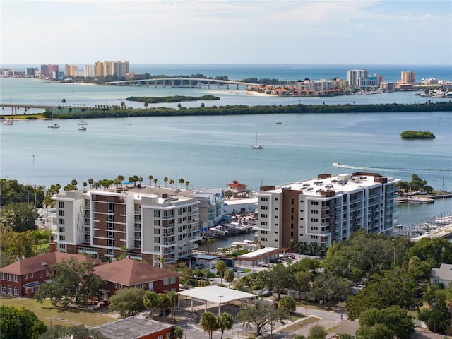 bird's eye view featuring a water view