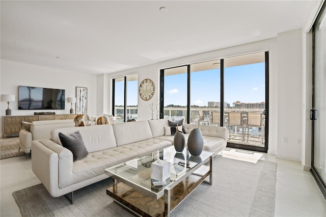 view of tiled living room