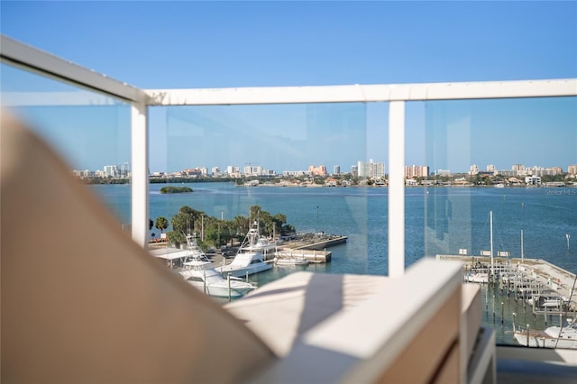 balcony with a water view