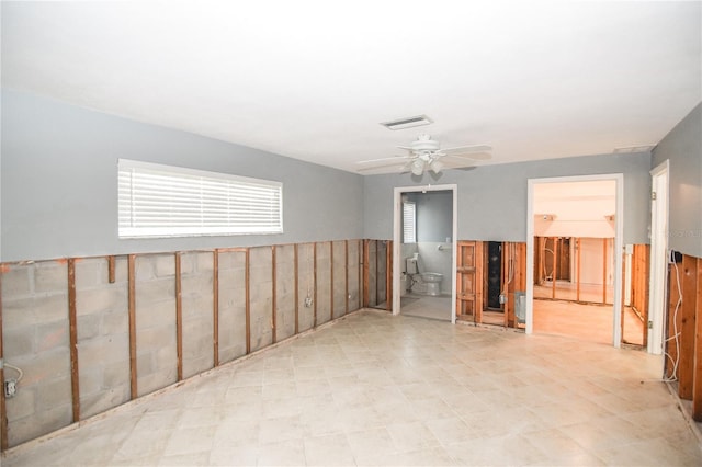 spare room featuring ceiling fan