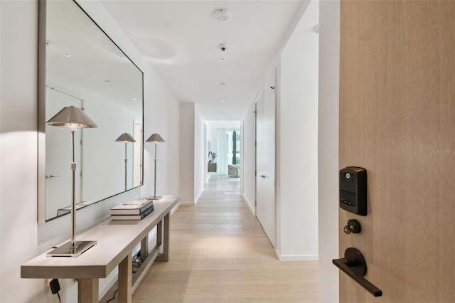 hall featuring light wood-type flooring