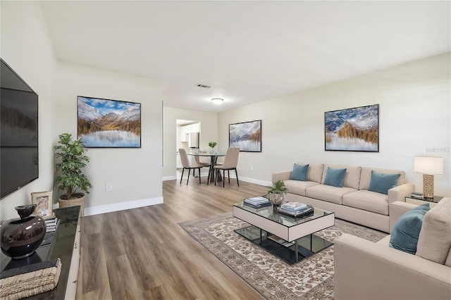 living room featuring hardwood / wood-style flooring