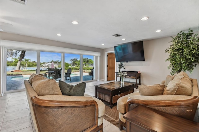 view of tiled living room