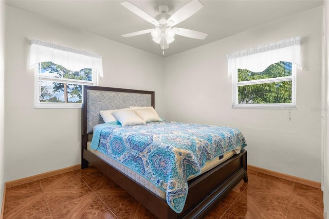 bedroom featuring ceiling fan