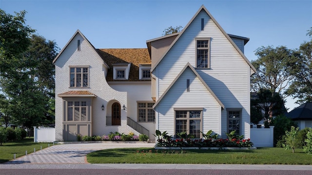 view of front of house featuring a front lawn