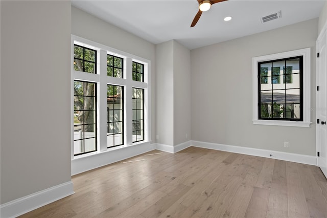 4633 W Lowell Ave, Tampa, FL 33629 - empty room with a ceiling fan, light wood-style flooring, baseboards, and recessed lighting
