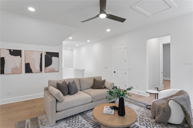 4633 W Lowell Ave, Tampa, FL 33629 - living area with wood finished floors, attic access, ceiling fan, recessed lighting, and baseboards
